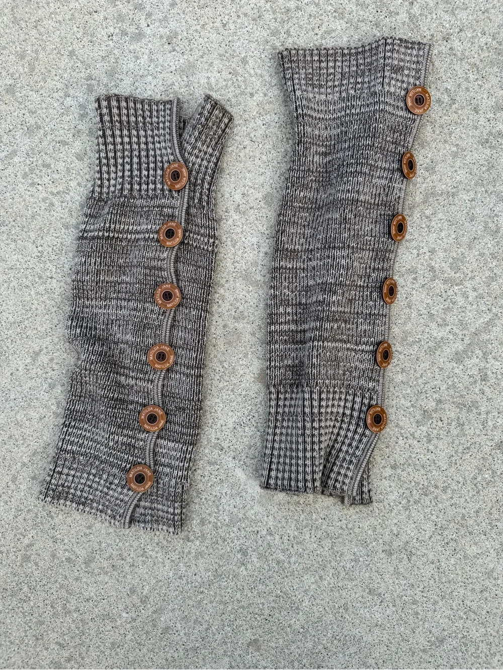 Matilda Jane Knit Button Leg Warmers Arm Cuffs Grey Marl Boot Tights OS